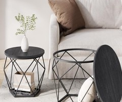 Couchtisch rund, 2er Set, Beistelltisch für Wohnzimmer