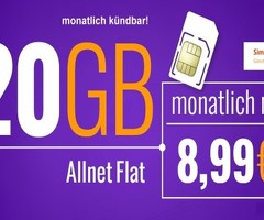 20 GB Allnet Flat (5G) für nur 8,99 €/Monat